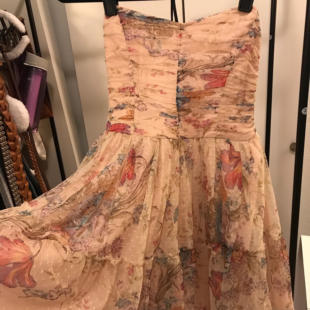 Zara pink mini strapless dress. Size Small